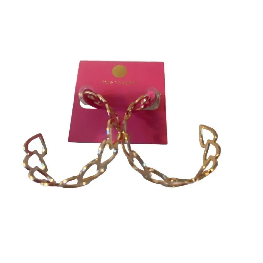 TrueβtoβformβGoldβTonedβOpenβHeartβ3/4βHoopβEarrings.